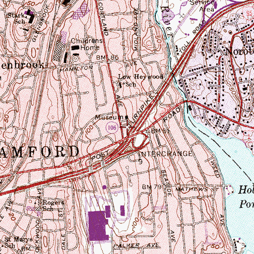 Topographic Map of Courtland Park, CT