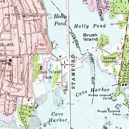 Topographic Map of Cove Island, CT