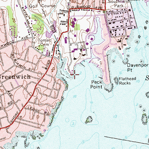 Topographic Map of Cummings Point, CT