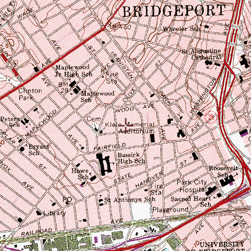 Topographic Map of Cunale School, CT