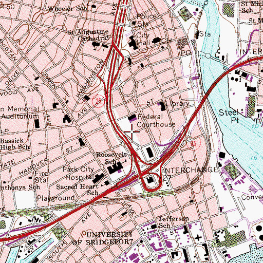 Topographic Map of Crossway Mall Shopping Center, CT