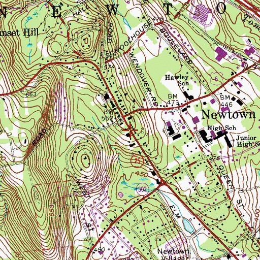 Topographic Map of Cyrenius H Booth Library, CT