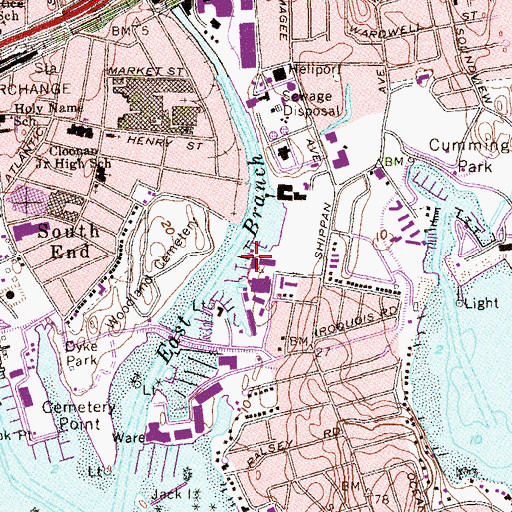 Topographic Map of Czecik Marina Park, CT