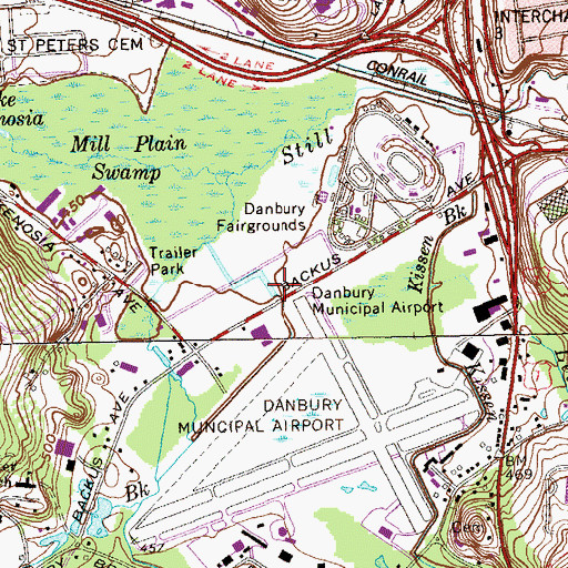 Topographic Map of Danbury Fair Shopping Mall Shopping Center, CT