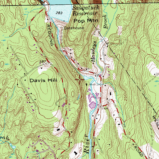 Topographic Map of Devils Glen Park, CT
