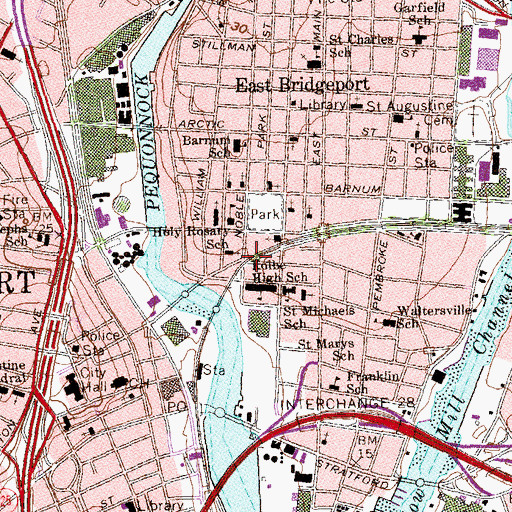 Topographic Map of East Bridgeport Historic District, CT