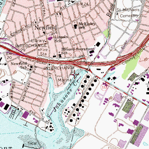 Topographic Map of East End Yacht Club, CT