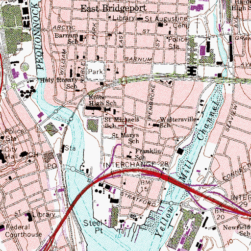 Topographic Map of East Main Street Historic District, CT