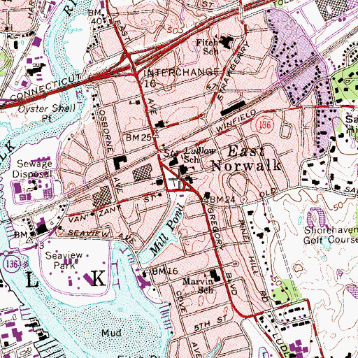 Topographic Map of East Norwalk Cemetery, CT