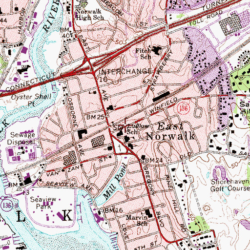 Topographic Map of East Norwalk Station, CT