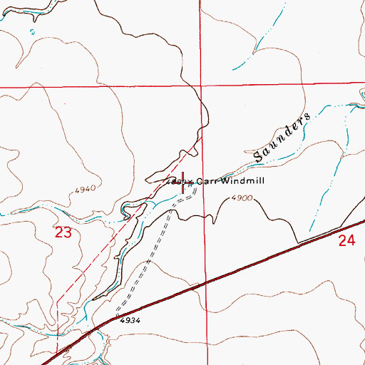 Topographic Map of Carr Windmill, CO