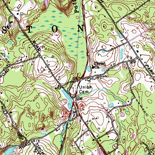 Topographic Map of Easton Baptist Church, CT