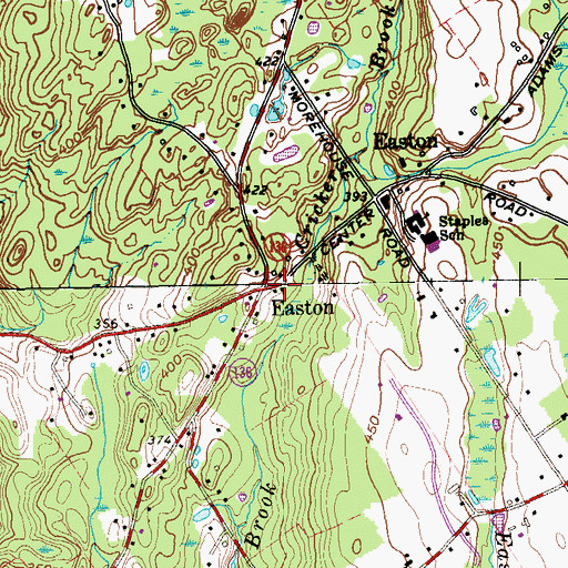 Topographic Map of Easton Post Office, CT