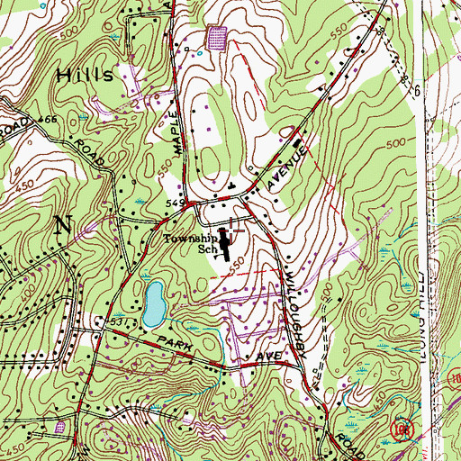 Topographic Map of Elizabeth S Shelton School, CT