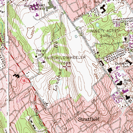 Topographic Map of Fairchild Wheeler Golf Course, CT