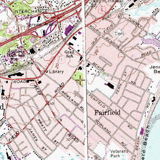 Topographic Map of Fairfield Academy (historical), CT