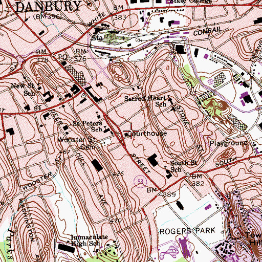 Topographic Map of Fairfield County Courthouse, CT