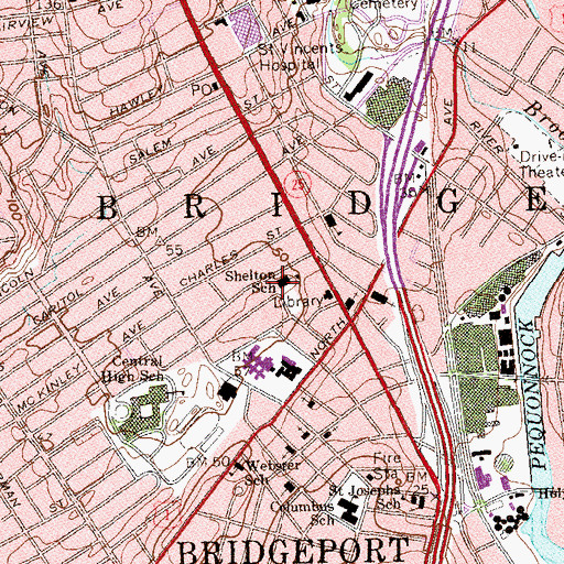 Topographic Map of Fairfield County Jail, CT