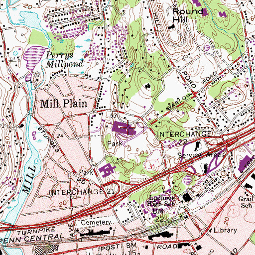 Topographic Map of Fairfield High School, CT
