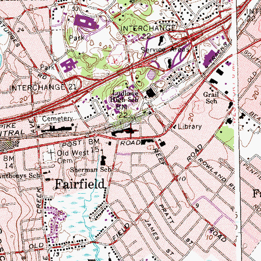 Topographic Map of Fairfield Station, CT