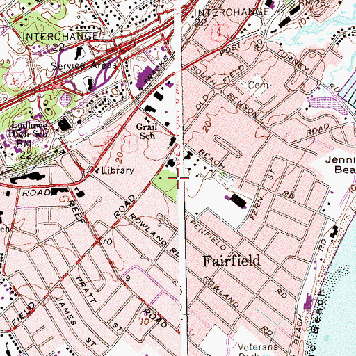 Topographic Map of Fairfield Village Green, CT