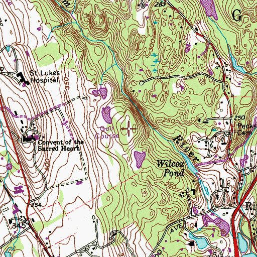 Topographic Map of Fairview Country Club, CT