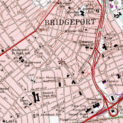 Topographic Map of First Assembly of God Church, CT