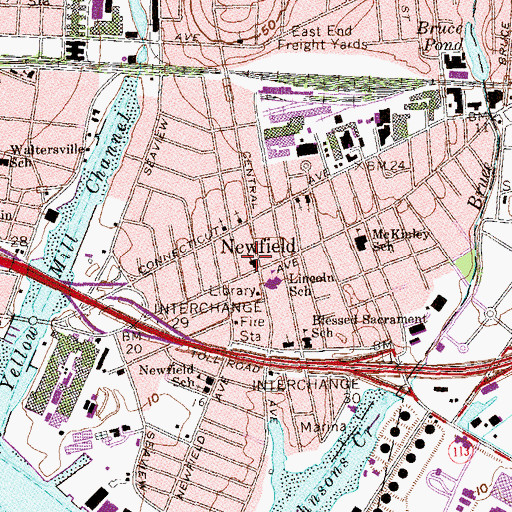 Topographic Map of First Baptist Church, CT