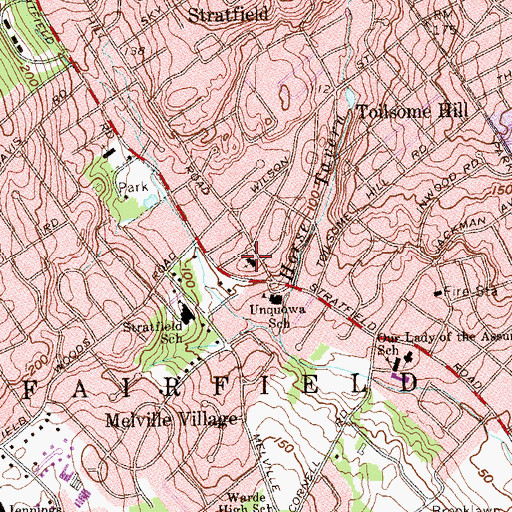 Topographic Map of First Baptist Church, CT