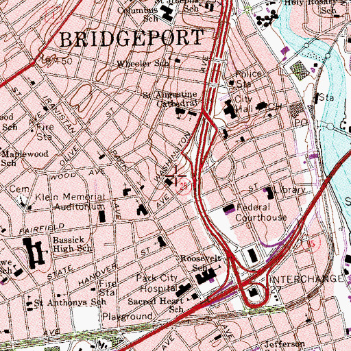 Topographic Map of First Baptist Church, CT