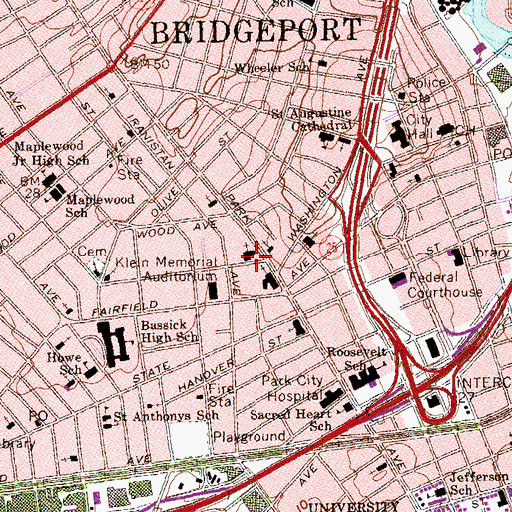 Topographic Map of First Christian Church, CT