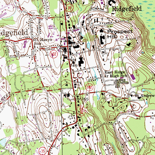 Topographic Map of First Church of Christ Scientist, CT
