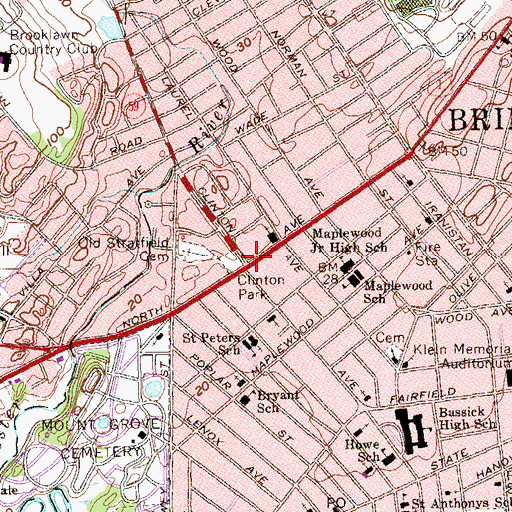Topographic Map of First Church of Christ Scientist, CT