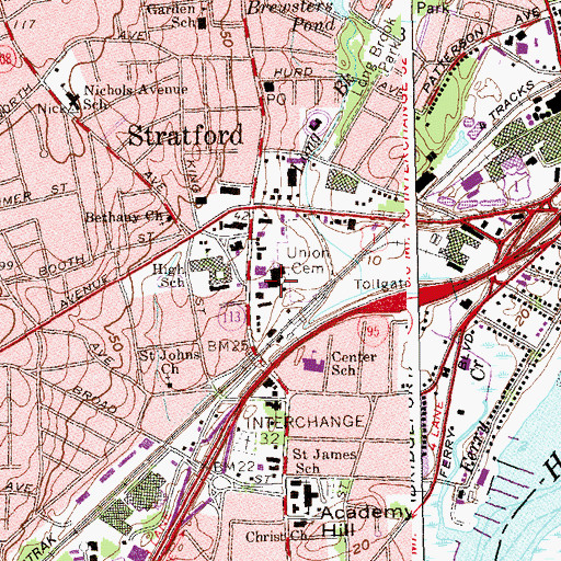 Topographic Map of First Congregational Church, CT