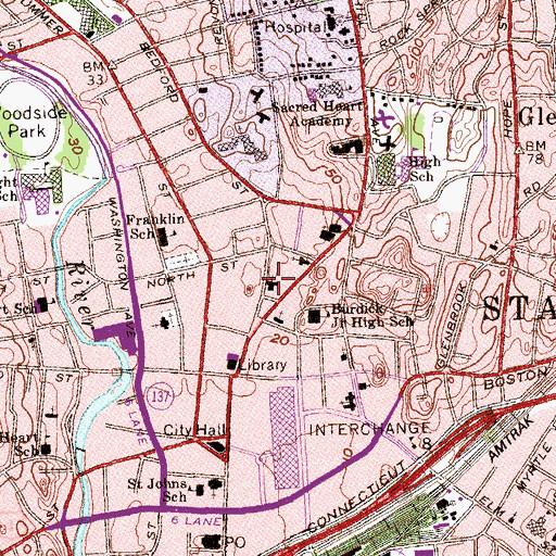 Topographic Map of First Congregational Church Library, CT