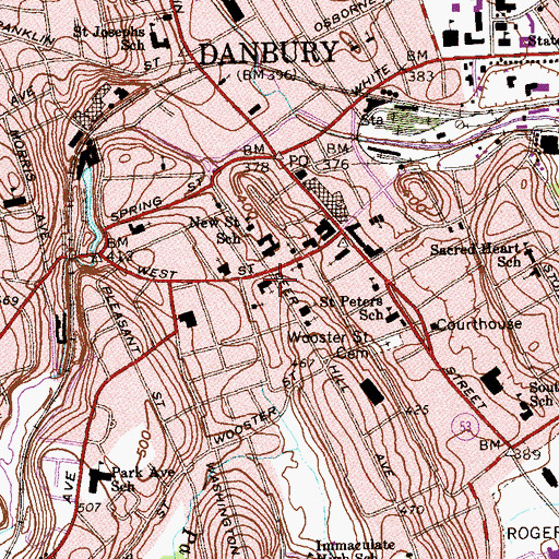 Topographic Map of First Congregational Church, CT