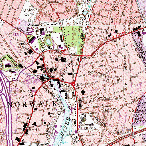 Topographic Map of First Congregational Church, CT