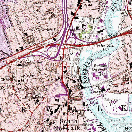 Topographic Map of First United Methodist Church, CT