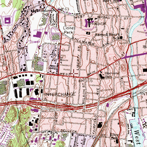 Topographic Map of First Haitian Methodist Church, CT