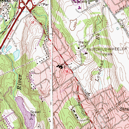 Topographic Map of First Presbyterian Church, CT
