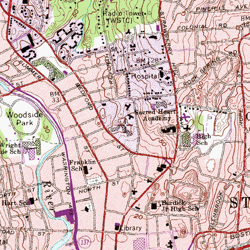 Topographic Map of First Presbyterian Church, CT