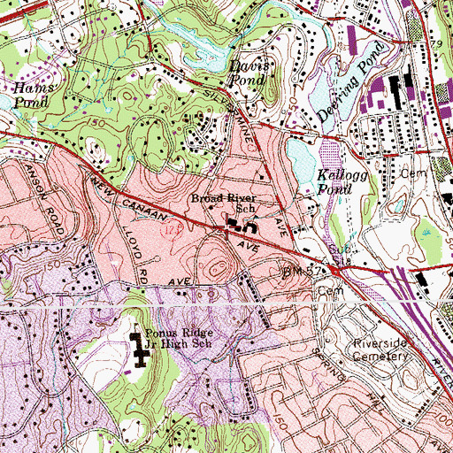 Topographic Map of Five Corners (historical), CT