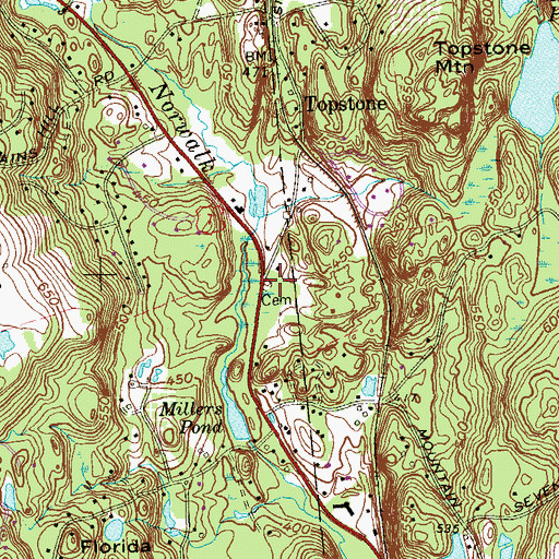 Topographic Map of Florida Cemetery, CT