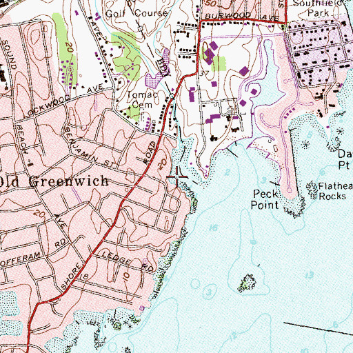 Topographic Map of Fords Beach, CT