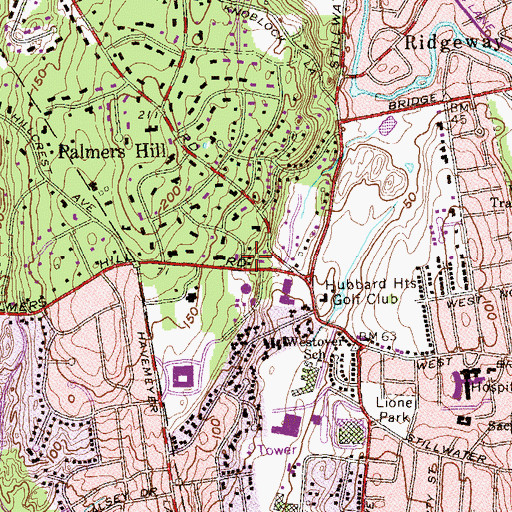 Topographic Map of Francis M Harrison Memorial Library, CT
