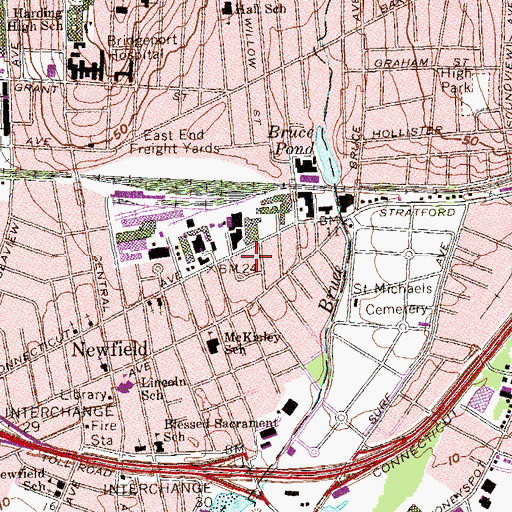Topographic Map of Gateway Village Historic District, CT