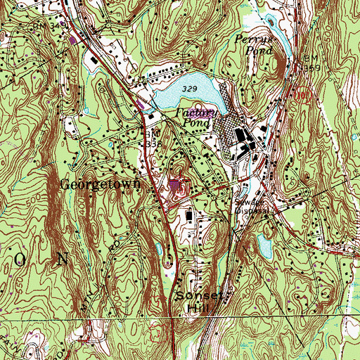 Topographic Map of Georgetown Plaza Shopping Center, CT