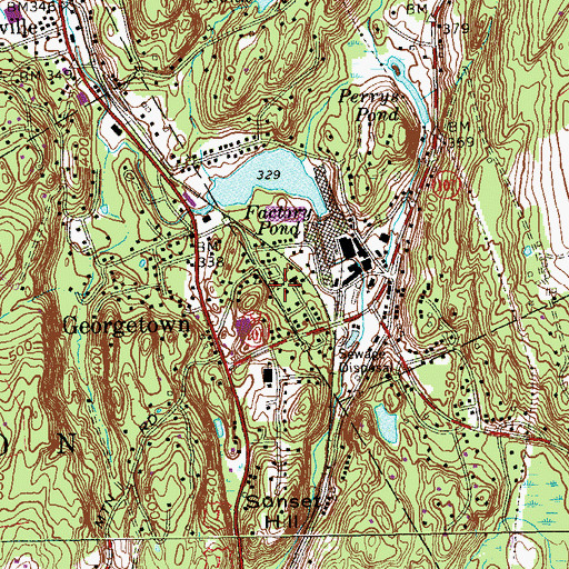 Topographic Map of Georgetown United Methodist Church, CT