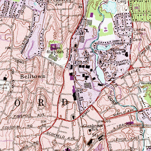 Topographic Map of Glenbrook Shopping Center, CT