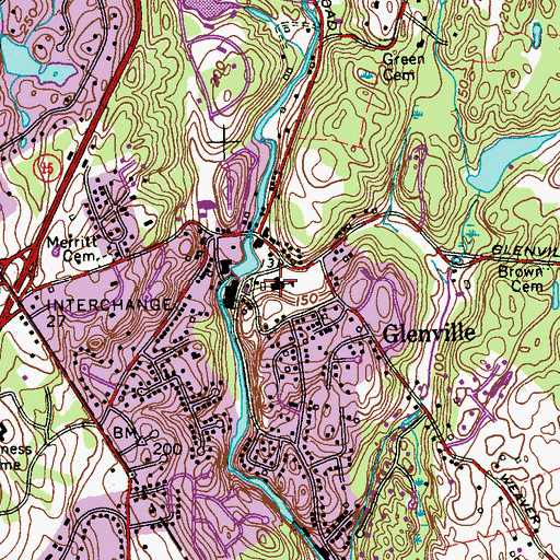 Topographic Map of Glenville School, CT